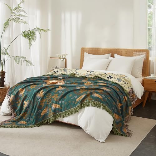 Boho Throw Blanket for Bed 80”x90”, 100% Cotton Blanket for Couch Sofa - Image 3