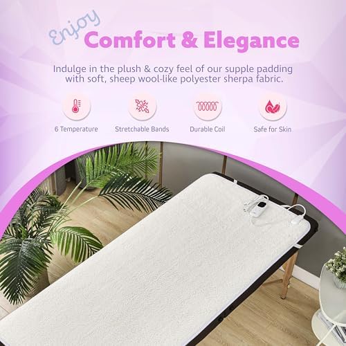 Massage Table Warmer Heating Pad – 71"x31" Heated Massage Pad with Adjustable Temperature (104°F–131°F), Auto Shut-Off, Sherpa Fabric, Ideal Massage Blanket & Bed Warmer for Table Use - Image 2