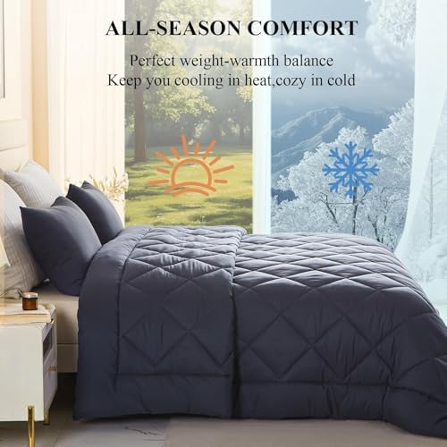 MIOTO 128x120 Oversized King Comforter, Extra Large King Size Comforter Oversized, All Season Soft Lightweight Quilt Down Alternative Duvet Insert with 8 Corner Tabs, Grey - Image 3
