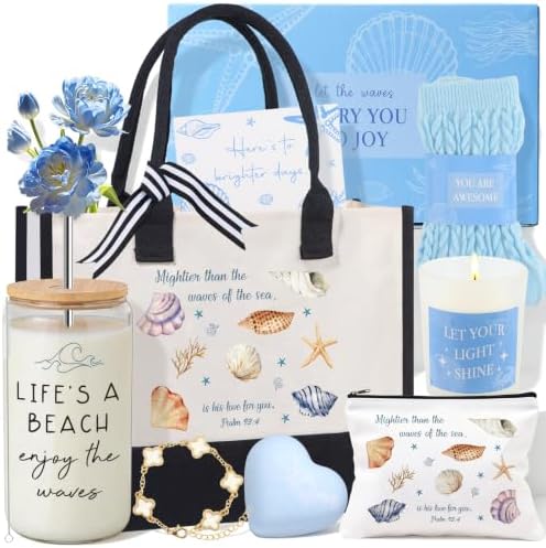 Blue Birthday Gifts for Women Teen Girls, Ocean Beach Themed Spa Gifts by Ithmahco