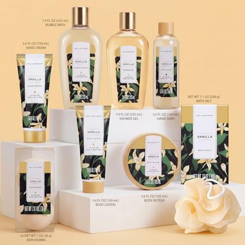 spa luxetique Bath Sets for Women Gift - 10PCS Vanilla Scent Spa Kit, Spa Gift Baskets for Her Birthday, Christmas Gifts for Women, Mother, Wife, Girlfriends - Image 2