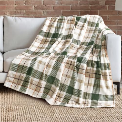 Lucky Brand Blythe Plaid Olive Plush Throw, Olive, 50 x 70 in by LuckyBrand