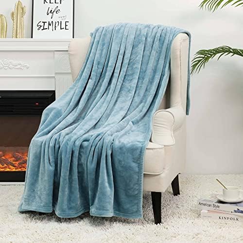 NANPIPER Fleece Blankets Super Soft Flannel Queen Size Blanket for Bed Luxury Cozy Microfiber Plush Fuzzy Blanket,Light Blue - Image 4