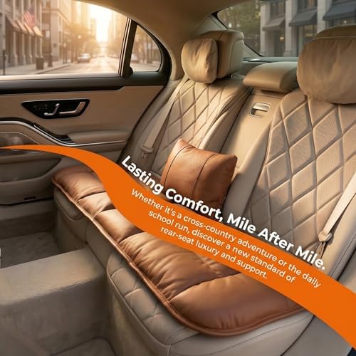 A leather rear seat cushion specially designed for cars - made by hand - can relieve pain in the buttocks, pressure points, and sciatic nerve. | Rear seat cover (Red Flag Brown, Rear Seat Cushion) - Image 5