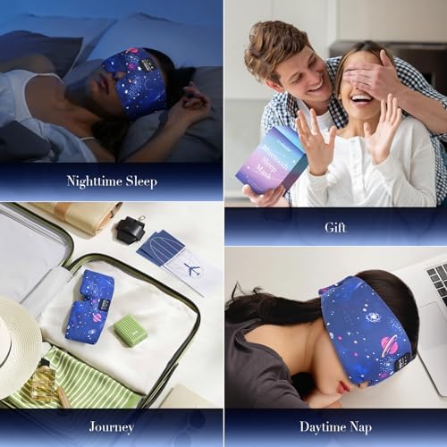 LC-dolida Sleep Mask with Bluetooth Headphones, Extra Large Silk Eye Mask for Sleeping Side Day Sleepers, Sleep Headphones Bluetooth 5.4 for Women Men with Thin Speaker, Blackout, Comfort, Microphone - Image 6