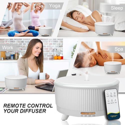 Diffusers for Essential Oils Large Room, 500ml Aromatherapy Diffuser Cool Mist Humidifier with Remote Control,7 Colors Lights & 3 Mist Mode Waterless Auto Off for Women Office Home W - Image 6