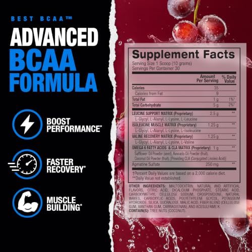 BPI Sports Best BCAA Powder – Muscle Recovery Support, Grape, 30 Servings - Image 2