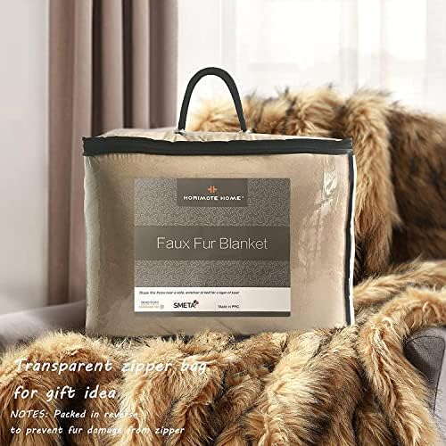 Luxury Plush Faux Fur Blanket Queen Size, Long Pile Golden Yellow with Black Tips Throw, Oversized Super Warm, Fuzzy, Elegant, Fluffy Decorative Blanket for Sofa, Armchair, Couch and Bed, 90"x90" - Image 7
