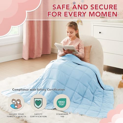 CuteKing Weighted Blanket - Weighted Blanket with Premium Glass Beads - Breathable Heavy Blanket for Comfortable Rest - Thick Blanket All Season (5lbs, 36"x48", Light Blue) - Image 2