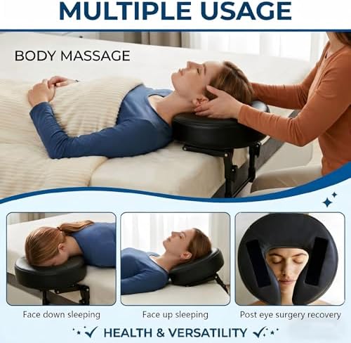 Massage Headrest for Bed Home Mattress Top Massage Kit Adjustable 18" Height SPA Head Holder Massage Face Cradle Home Salon Face Cushion Support Bracket (Black) - Image 2