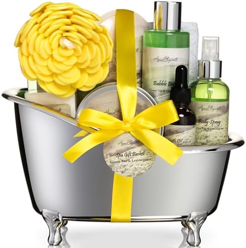 Aqua Elegante Spa Gift Basket For Women - Green Tea & Lemongrass by AquaElegante