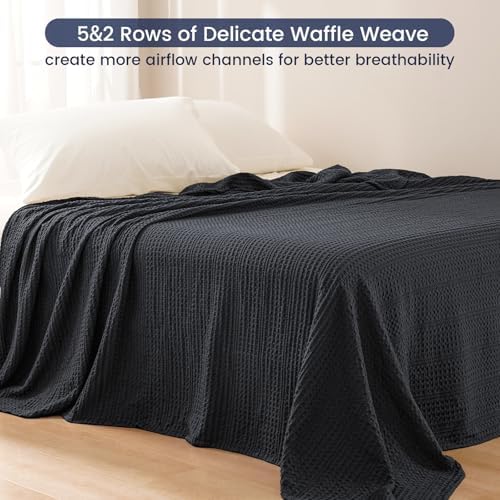 PHF Lightweight Waffle Weave Blanket Twin Size 66"x 90", Soft Woven Summer Blanket for Hot Sleepers - Aesthetic Home Decor for Couch Bed Sofa, Pet Friendly, Black - Image 4