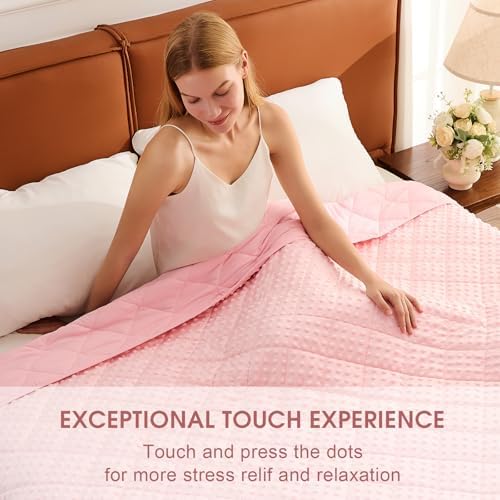 Pink Weighted Blanket for Adults 20lbs, 48"x72", Twin Full Size Cooling Minky Heavy Throw Blanket for 180-220lbs, Soft Winter Thick Big Blankets Weighted Comforter - Image 3