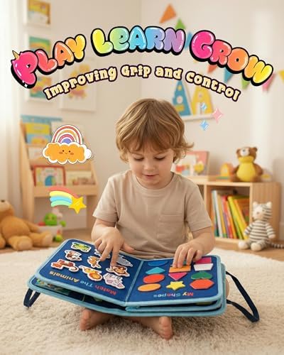 Montessori Busy Board, 8-Page Sensory Activity Toy, Dinosaur - Image 2