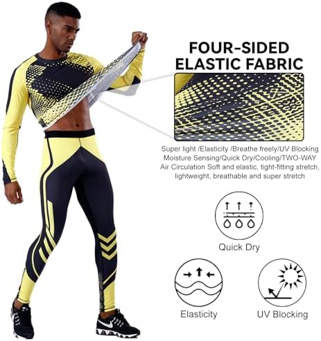 OEBLD Men's Workout Compression Clothes Long Sleeve Compression Shirts and Pants Thermal Base Layer Set - Image 4