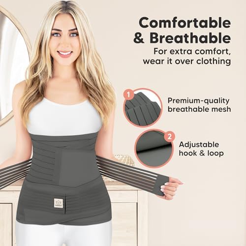 3 in 1 Postpartum Belly Support Recovery Wrap Band (Mystic Gray, M/L) - Image 3