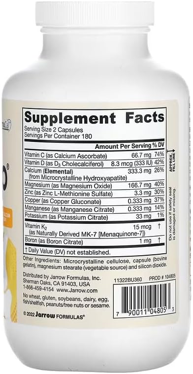 Jarrow Formulas BoneUp for Bone Density - Vitamin D3 and K2, Calcium Support, 360 Capsules, Promotes Skeletal Nutrition, Up to 60 Days Supply (Pack of 2) - Image 2