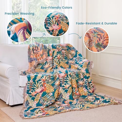 MSGKV Boho Throw Blanket 50"x60" Vintage Jungle Bird Blanket for Couch - Image 3