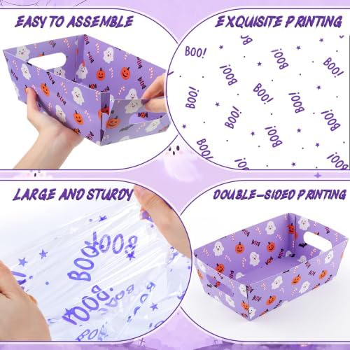 Maitys 12 Sets Halloween Empty Gift Baskets Bulk with Boo Cellophane Bags - Image 3