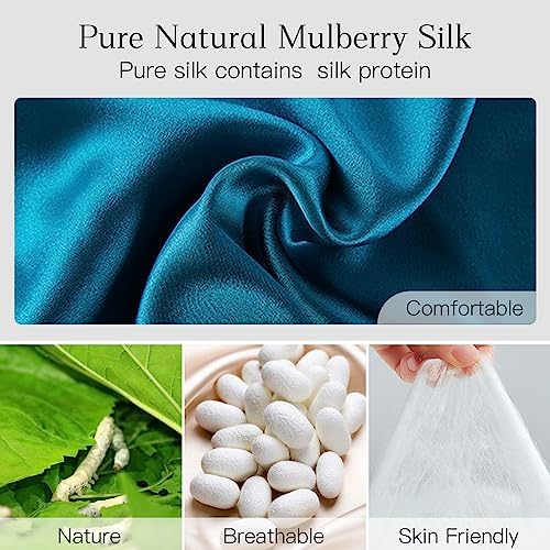 100% Natural Silk Eye Mask for Women Men, Soft Pressureless Cooling Blackout Eye Covers for Sleeping, Large Size Sleep Mask fits All Heads Adjustable, 1PC, Vivid Blue - Image 4
