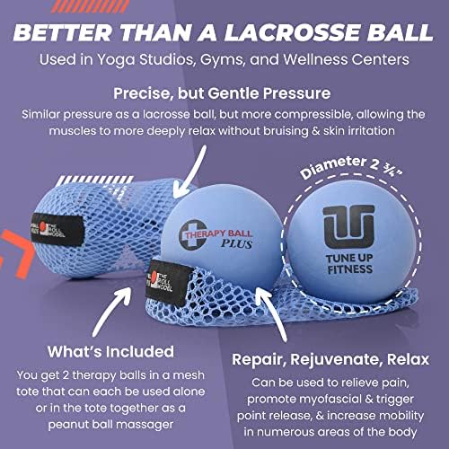 Tune Up Fitness – Therapy Ball PLUS Pair in Tote | Lacrosse Ball Upgrade - Massage Therapy Balls for Myofascial Release | Neck, Lower Back Pain, Sciatica, Shoulder Tension Relief, Physical Therapy - Image 3