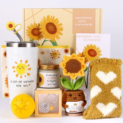 10Pcs Sunshine Gift for Women - Unique Care Package with Sunflower Gifts, Friendship Box of Sunshine for Mom Sister Wife, Get Well Soon & Birthday Present, Self Care Basket for Women Recovery by TFHESIRUUTFH