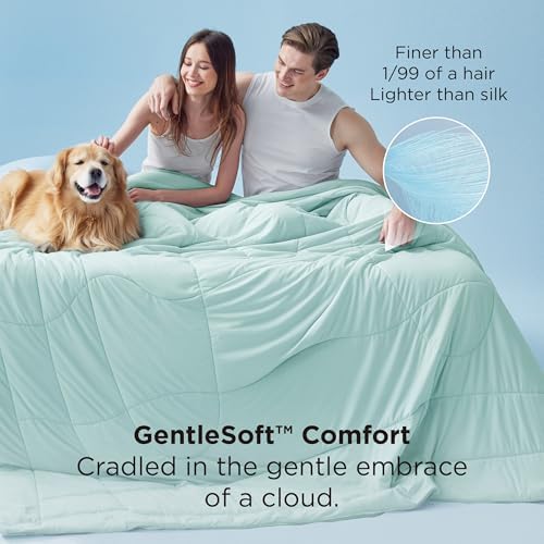 Bedsure Cooling Comforter King Size - Cooling Blankets for Hot Sleepers, Lightweight Comforter for Summer with Dual-Sided Cool Tech, Soft Breathable Cold Blanket for Sleeping, Green, 102x90 Inches - Image 5