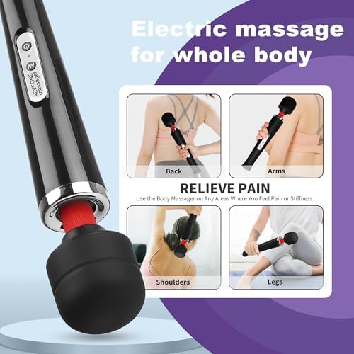 AEVEONE Wired Powerful Handheld Wand Massager, Strong Personal Vibration Massage for Sports Recovery, Back Muscle Aches, Whole Body Pain (Black) - Image 5