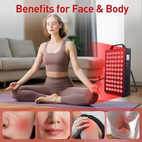 Red Light Therapy,Dual Chip Clinical Grade LED Device with LCD Display Timer Near-Infrared Light 630nm 660nm 810nm 830nm 850nm,Ideal for Face,Body,Pain Relief,Skin Health (Black, 60) - Image 2