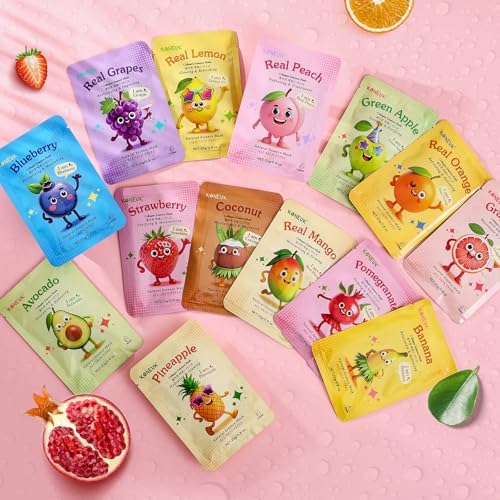 14 Pack Fruit Face Masks Skincare for Kids, Sheet Hydrating Facial Mask - Image 7