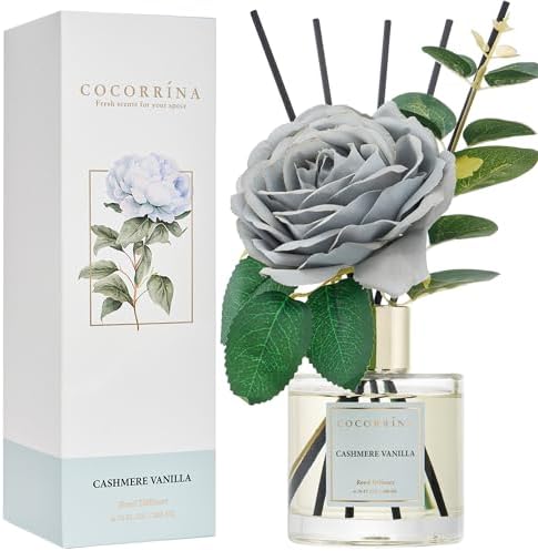 Cocorina Reed Diffuser Set, Flower Reed Diffuser Cashmere Vanilla, Scented Diffuser with Sticks Home Fragrance Essential Oil for Bathroom Shelf Decor, Living Room, Large Room, Rose/6.7 Ounce/1pack by COCORR%C3%8DNA