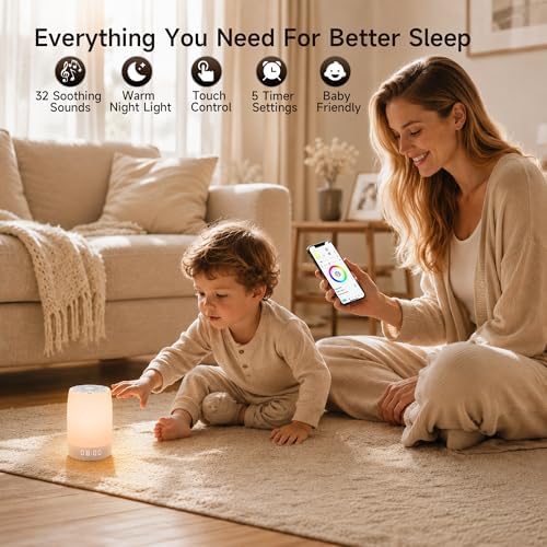 Sound Machine, White Noise Machine with 32 Soothing Sleep Sounds, Adjustable Night Light, App Remote Control, Personal Sleep Routine Alarm Clock for Baby Kids Adults - Image 3