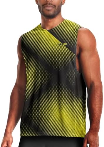 Men's Sleeveless Swim Shirts Quick Dry Moisture Wicking Gym Shirts Breathable Workout & Beach by WELIGU