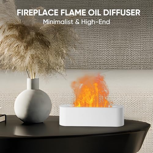 YALEDI Essential Oil Diffuser, Fireplace Flame Fire Oil Diffuser, 150ml Ultrasonic Cool Mist Aromatherapy Humidifier, Scent Aroma Diffuser with 7 Colors Light, Timer & Auto-Off for Home, Room (White) - Image 2