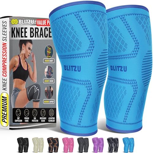 Knee Brace Men & Women, Knee Compression Sleeve Support Wrap Tendonitis M by BLITZU
