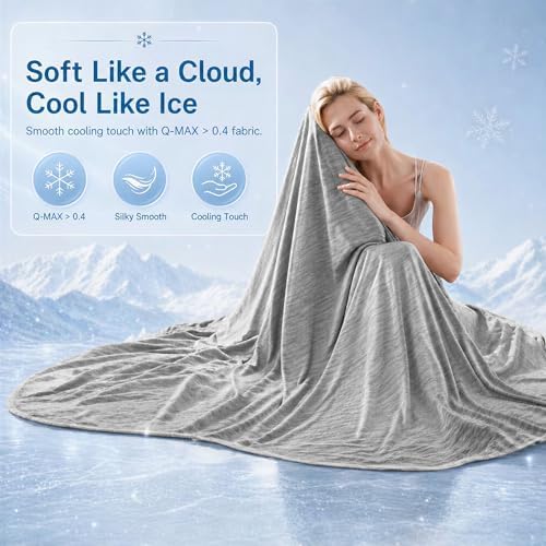 Queen Size Cooling Blanket for Hot Sleepers - Lightweight Breathable Cool Cold Blanket - Keep Cool for Night Sweats, Soft Thin Ice Blankets for Bed Couch Sofa, (Light Gray, 90"x90") - Image 4