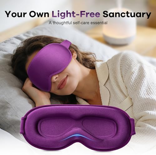 Blackout Eye Mask for Deep Sleep, 3D Weighted Sleep Mask for Women, Zero Pressure, Lash-Friendly, Perfect for Airplane Travel, Meditation, Yoga, Relaxation & Gifting, Purple - Image 3