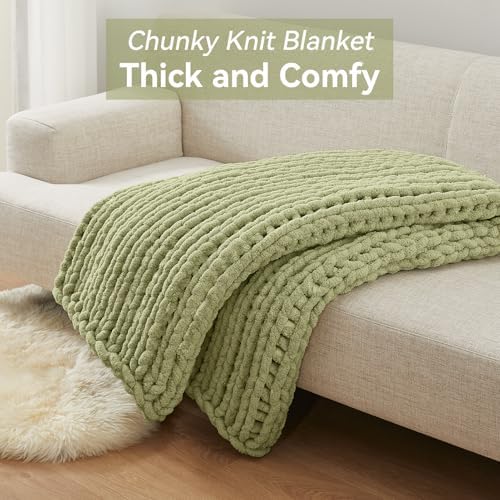 Negwoo Chunky Knit Throw Blanket, Knitted Throw Chenille Yarn, 80"*90" - Image 4