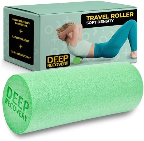 Deep Recovery Yoga Foam Roller for Physical Therapy & Exercise – Green Back Roller for Back Pain, Legs, and Shoulders, 12in x 4in Travel Size – Deep Tissue Massage for Myofascial Release by DeepRecovery