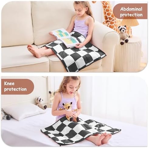 yescool Black Checkered Weighted Lap Pad 2 Pounds Cooling Weighted Lap Blanket, Plaid Small Weighted Blanket, Weighted Throw Blankets Gifts for Travel Indoor Outdoor, 20"x30" - Image 3