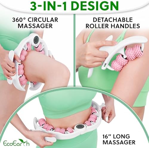 EcoEarth Cellulite Massage Roller - Handheld Fascia Massager with Detachable Handles - Anti Cellulite Tool for Legs, Thighs, Buttocks & Belly - Deep Tissue Muscle Roller for Lymphatic Drainage - Image 2