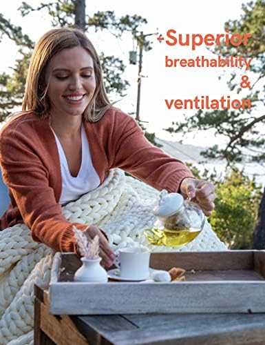 YnM Chenille Weighted Blanket, Handmade Chunky Knitted Design, Soft and Cozy, Temperature Regulating and Breathable, Machine Washable Throw for Sleep or Home Decor (Beige, 50x60 Inch, 10lbs) - Image 5
