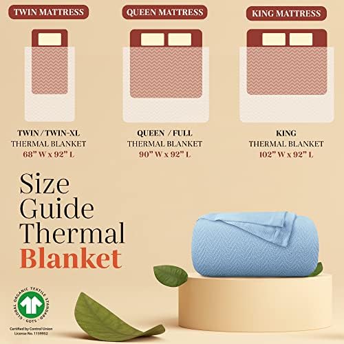 Mayfair Linen 100% Pure Cotton, Luxury Twin/Twin XL Size Light Blue Blanket - Herringbone Pattern, Soft &Cozy Premium Fall Bed Blanket for All Seasons, 350GSM & 68x92 with Free Tote Bag. - Image 4