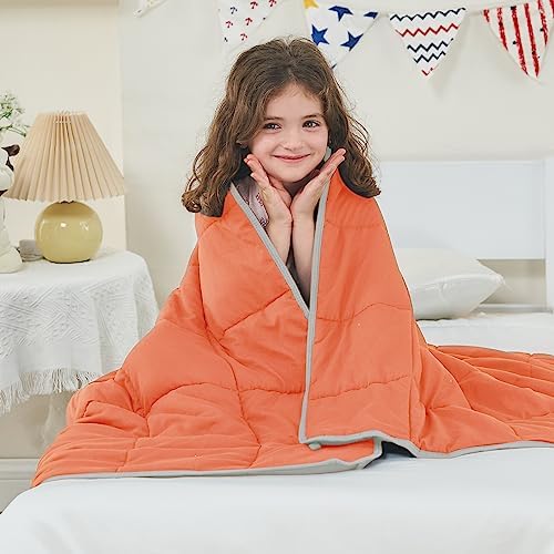 yescool Weighted Blanket (10 lbs, 41" x 60", Orange) Cooling Heavy Blanket, Perfect for 90-110 lbs, Breathable Throw Blanket Gifts with Premium Glass Bead, Machine Washable by yescool