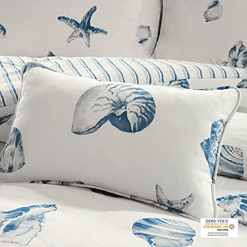 Harbor House Modern Design Decorative Pillow Hypoallergenic Sofa Cushion Lumbar, Back Support, Oblong 12" x 20", Beach House, Cotton Coastal Blue - Image 2