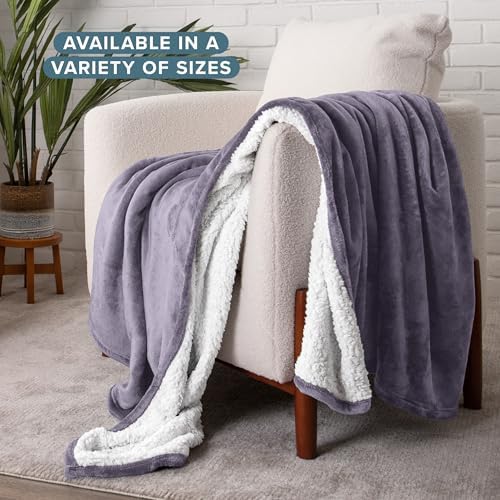 Bare Home Sherpa Fleece Blanket (Twin/Twin XL, Dusty Purple) - Image 2