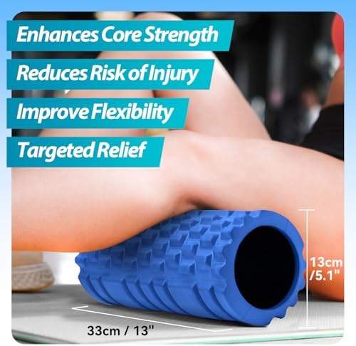 Krightlink Foam Roller for Deep Tissue Massage, 13" High Density Exercise Roller for Muscle Massage and Myofascial Trigger Point Release, Back Roller for Fitness, Yoga and Pilates (Blue) - Image 3