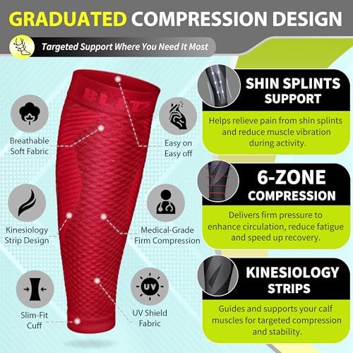 BLITZU Calf Compression Sleeves, Footless Compression Socks for Men & Women - Image 3