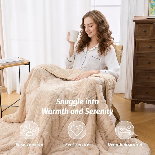 Wemore Soft Weighted Blanket for Adults 48" x 72" 15 lbs Twin Size Khaki - Image 5