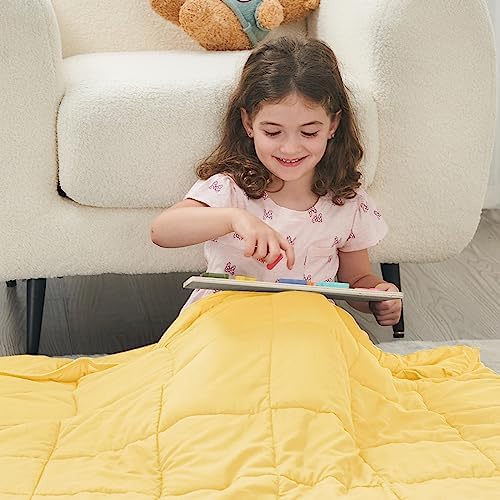 yescool Weighted Blanket (5 lbs, 36" x 48", Yellow) Cooling Heavy Blanket, Perfect for 40-60 lbs, Breathable Throw Blanket Gifts with Premium Glass Bead, Machine Washable - Image 2